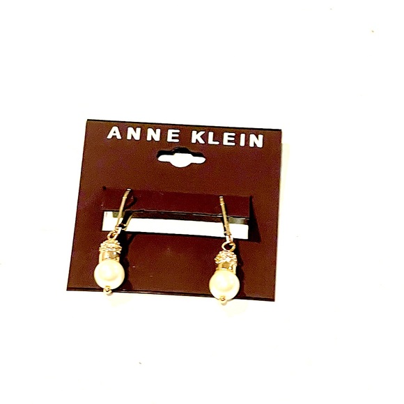 ⭐️Anne Klein Earrings Gold-Tone Imitation Pearl& Pavé Crystal Ball Drop Earrings - Picture 4 of 6